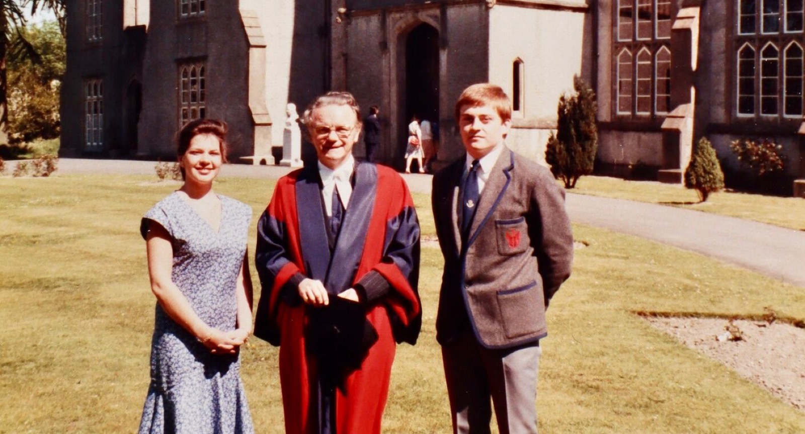 From the College archives: a Warden and pupils on the front lawn